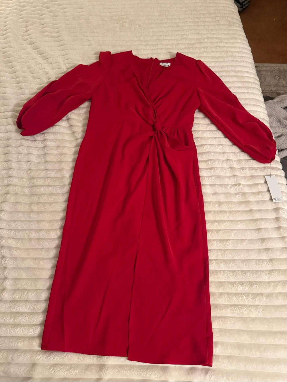 DKNY Red Twist-Front Midi Dress